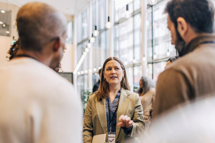 small business owner attends trade show