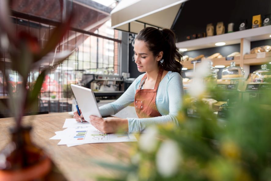 small business owner reviewing financial results