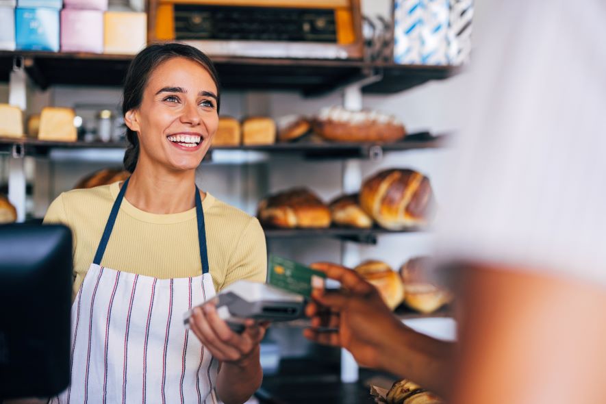 small business owner interacting with customer