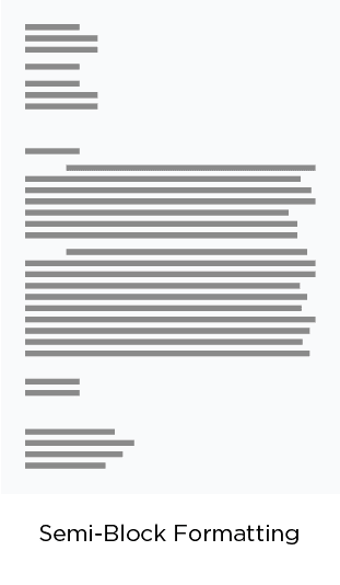 Example of semi-block formatting a business letter